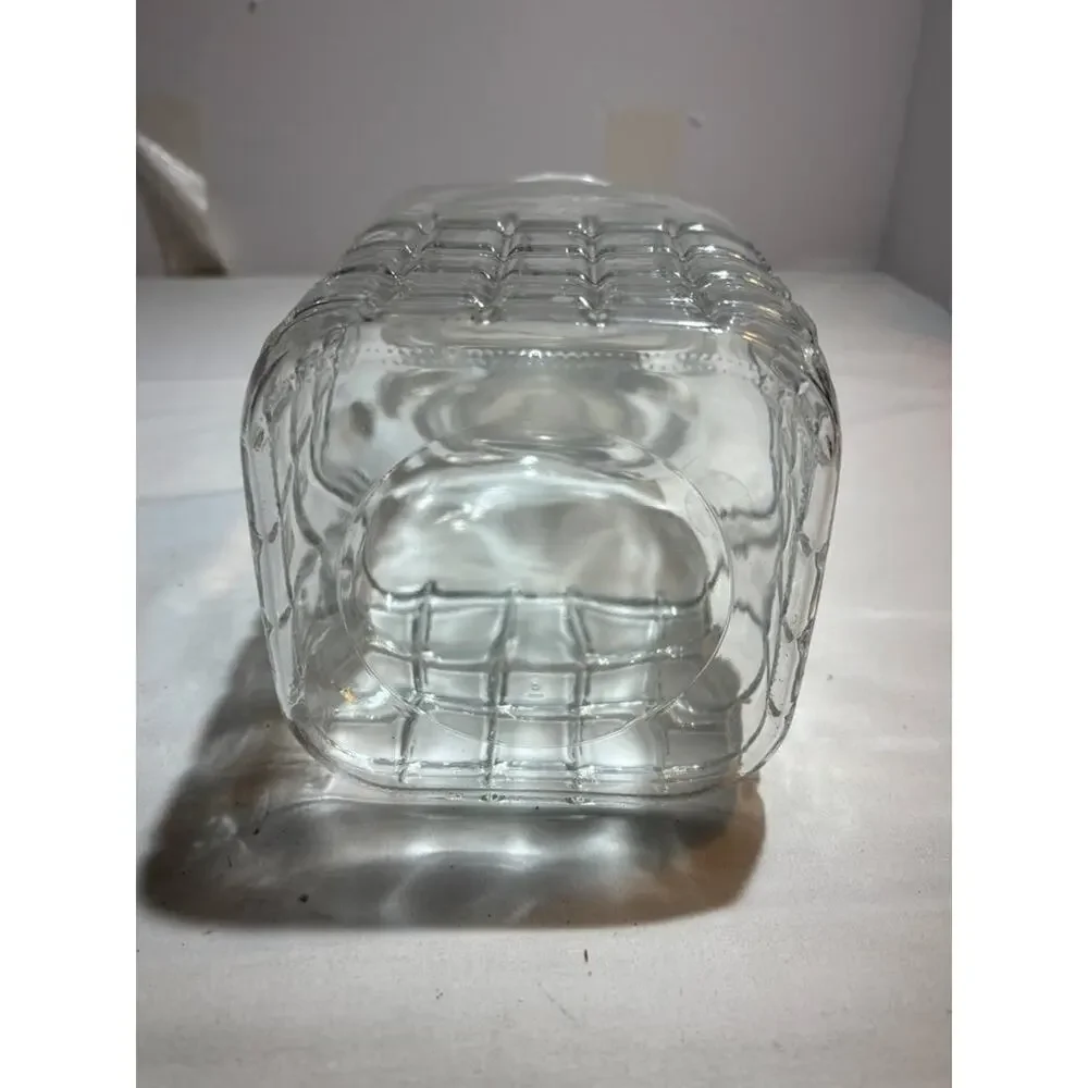 Vintage Clear Glass Square Canister with Lid